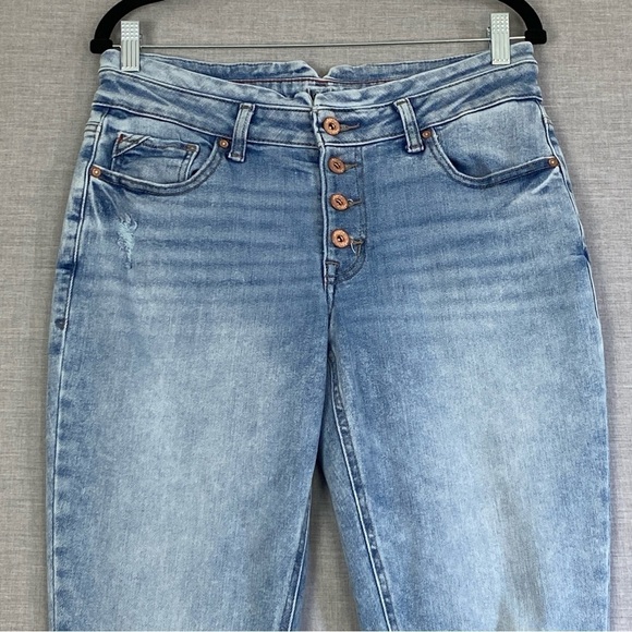 Edgely Mid-rise Super Skinny Jeans Womens 12R Distressed Button Fly Light Wash - Picture 2 of 14